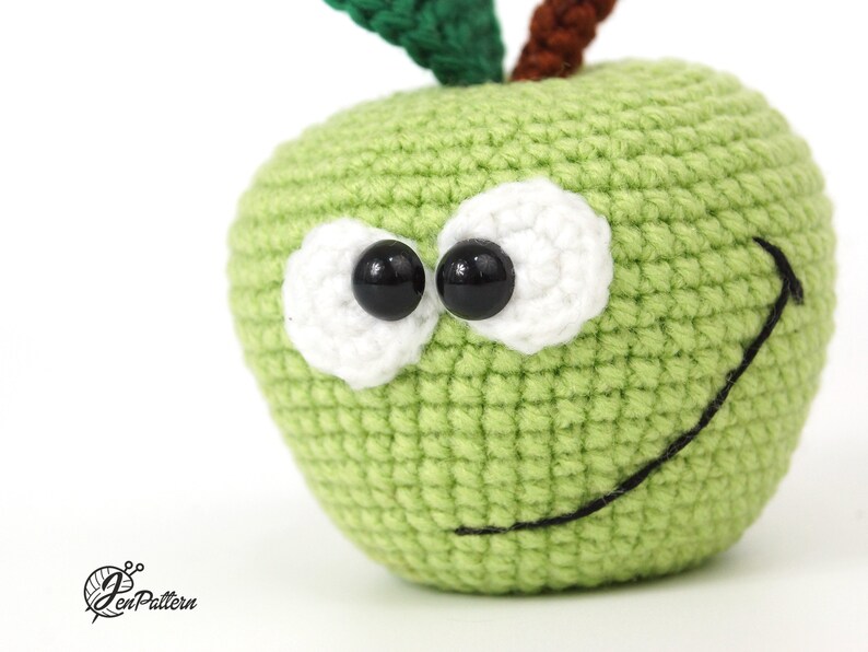 Funny apple crochet PATTERN, Amigurumi fruit tutorial, DIY teacher gift. PDF file (English) image 4