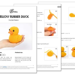 Yellow rubber duck crochet PATTERN, Amigurumi ducky tutorial, DIY crochet duckling. PDF file (English) image 3