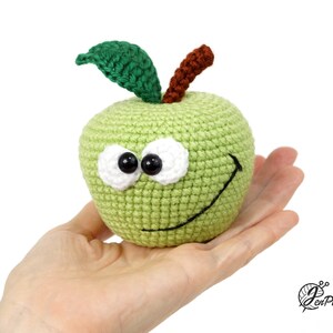 Funny apple crochet PATTERN, Amigurumi fruit tutorial, DIY teacher gift. PDF file (English) image 3