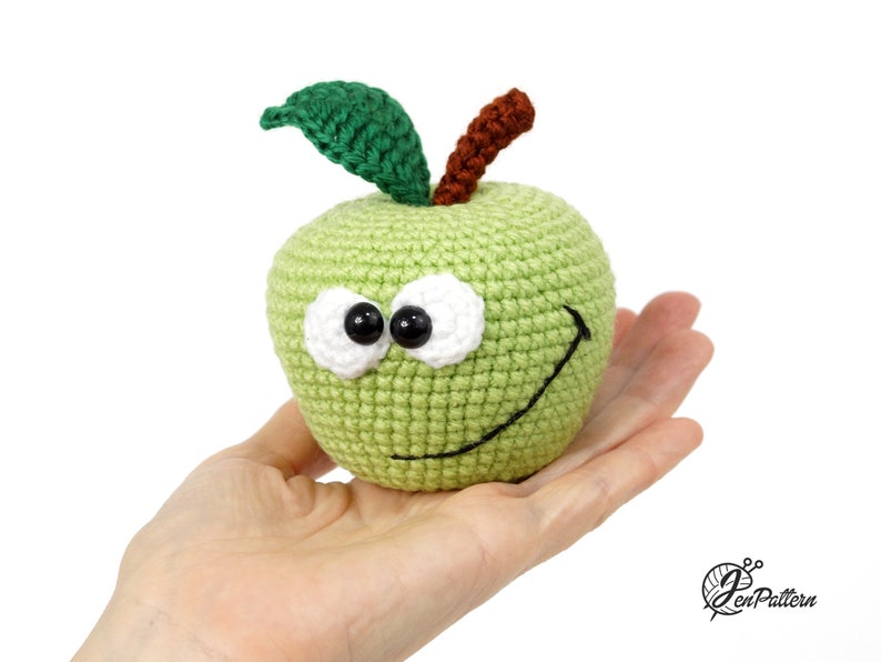 Funny apple crochet PATTERN, Amigurumi fruit tutorial, DIY teacher gift. PDF file (English) image 3
