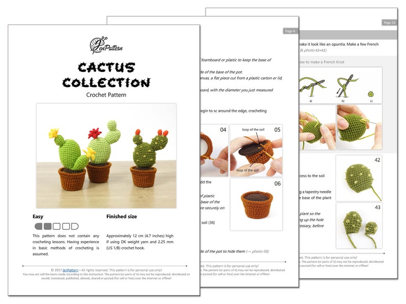 Cactus Collection crochet PATTERN, Amigurumi cactus plant, Crochet prickly pear tutorial. PDF file English image 3