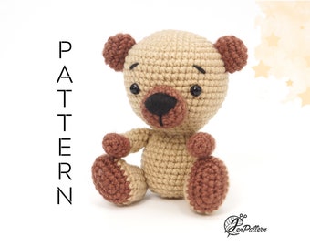 Teddy bear crochet PATTERN, DIY amigurumi bear stuffed animal tutorial, Amigurumi for beginners. PDF file (English)