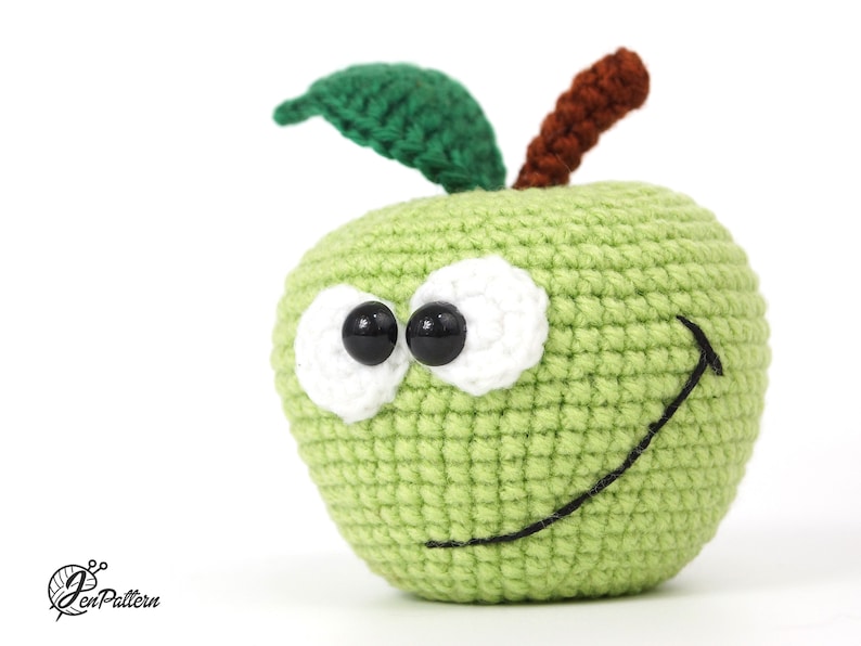 Funny apple crochet PATTERN, Amigurumi fruit tutorial, DIY teacher gift. PDF file (English) image 9