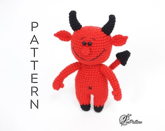 Devil doll crochet PATTERN, DIY Halloween decoration, Amigurumi fantasy doll tutorial. PDF file (English)