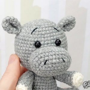 Little Hippo crochet PATTERN, DIY amigurumi hippo safari animal tutorial, Amigurumi for beginners. PDF file English image 6