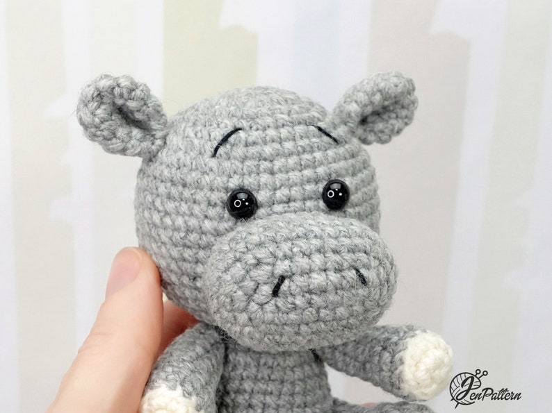 Little Hippo crochet PATTERN, DIY amigurumi hippo safari animal tutorial, Amigurumi for beginners. PDF file English image 6