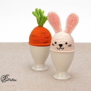 Bunny and Carrot egg warmers crochet PATTERN, DIY Easter kitchen decoration tutorial. PDF file English image 5