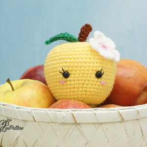 Cute apple crochet PATTERN, Kawaii amigurumi fruit tutorial, DIY teacher gift. PDF file English image 5