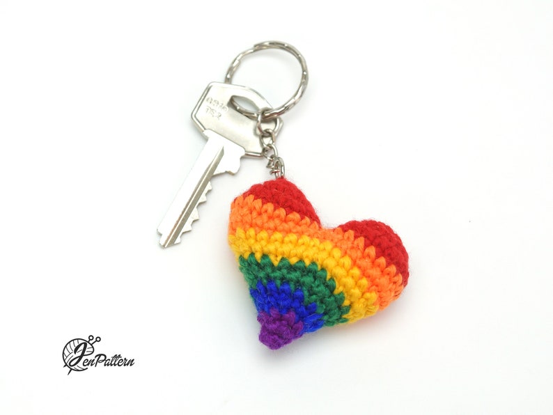 Download Rainbow Heart Keychain crochet PATTERN Amigurumi keychain ...