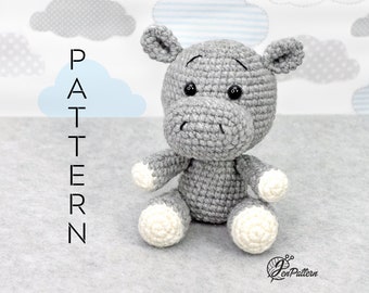 Little Hippo Crochet PATTERN: DIY Amigurumi Animal, PDF file (English)