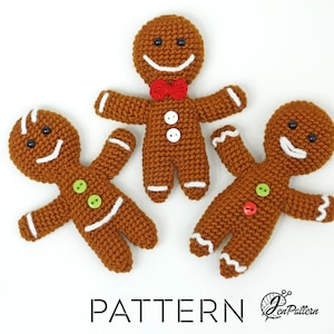 Christmas gingerbread man crochet PATTERN, DIY Christmas amigurumi, crochet Christmas ornaments tutorial. PDF file (English)