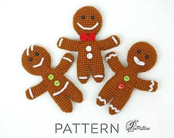 Christmas gingerbread man crochet PATTERN, DIY Christmas amigurumi, crochet Christmas ornaments tutorial. PDF file (English)