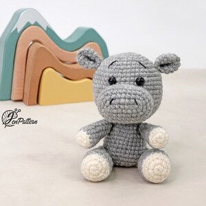Little Hippo crochet PATTERN, DIY amigurumi hippo safari animal tutorial, Amigurumi for beginners. PDF file English image 7