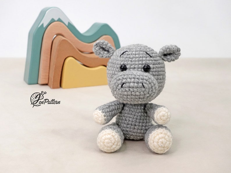 Little Hippo crochet PATTERN, DIY amigurumi hippo safari animal tutorial, Amigurumi for beginners. PDF file English image 7