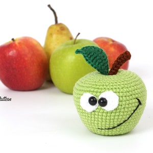 Funny apple crochet PATTERN, Amigurumi fruit tutorial, DIY teacher gift. PDF file (English) image 5