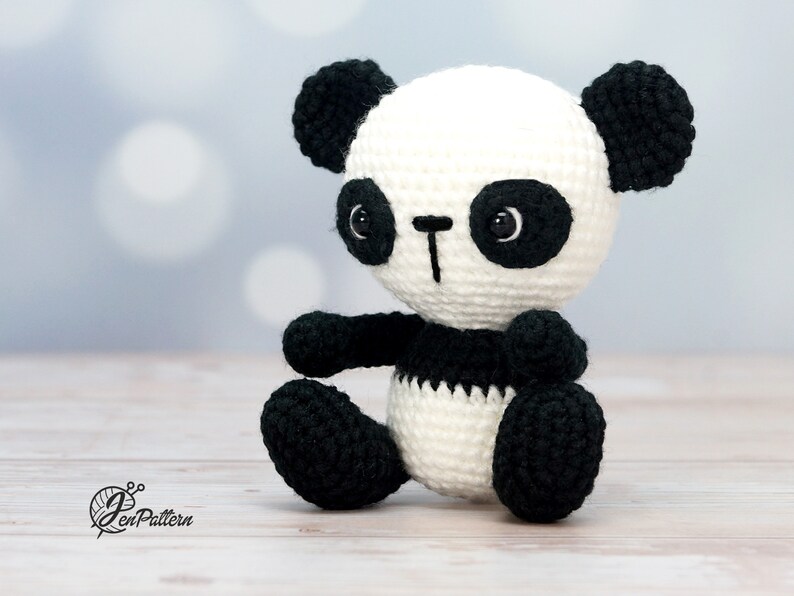 Panda bear crochet PATTERN, Easy amigurumi panda stuffed animal tutorial for beginners. PDF file English image 10