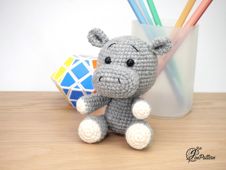 Little Hippo crochet PATTERN, DIY amigurumi hippo safari animal tutorial, Amigurumi for beginners. PDF file English image 5