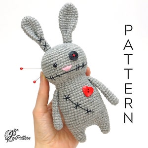 Voodoo Bunny crochet PATTERN, Voodoo doll Halloween amigurumi crochet tutorial. PDF file (English)