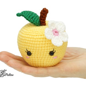 Cute apple crochet PATTERN, Kawaii amigurumi fruit tutorial, DIY teacher gift. PDF file English image 8