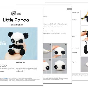 Panda bear crochet PATTERN, Easy amigurumi panda stuffed animal tutorial for beginners. PDF file English image 3