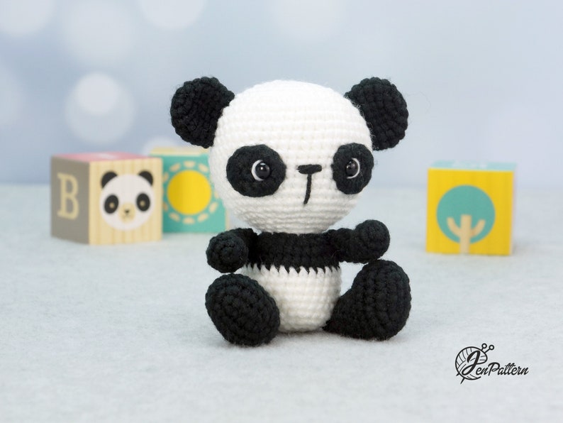 Panda bear crochet PATTERN, Easy amigurumi panda stuffed animal tutorial for beginners. PDF file English image 8