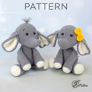 Elephant Twins crochet PATTERN, DIY amigurumi elephant tutorial, Crochet African safari animal pattern. PDF file (English)