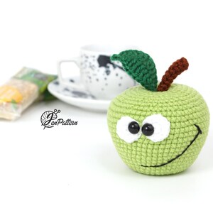 Funny apple crochet PATTERN, Amigurumi fruit tutorial, DIY teacher gift. PDF file (English) image 8