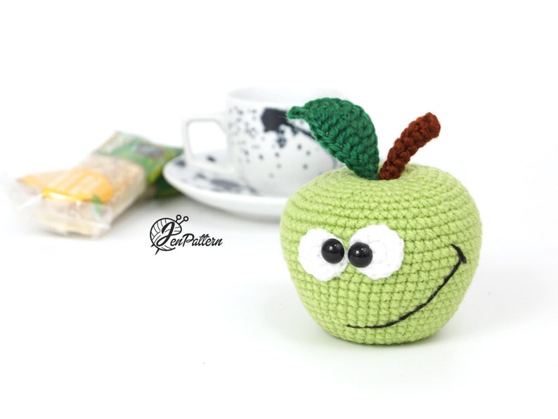 Funny apple crochet PATTERN, Amigurumi fruit tutorial, DIY teacher gift. PDF file (English) image 8
