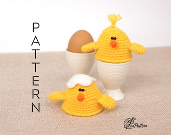 Easter chick egg warmer crochet PATTERN, DIY kitchen decoration tutorial. PDF file (English)