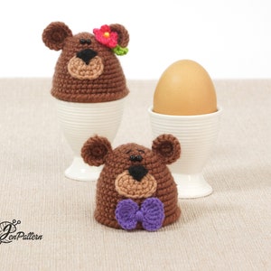 Bear egg warmer crochet PATTERN, Easter decoration, DIY egg cozy, kitchen decor tutorial. PDF file English image 9
