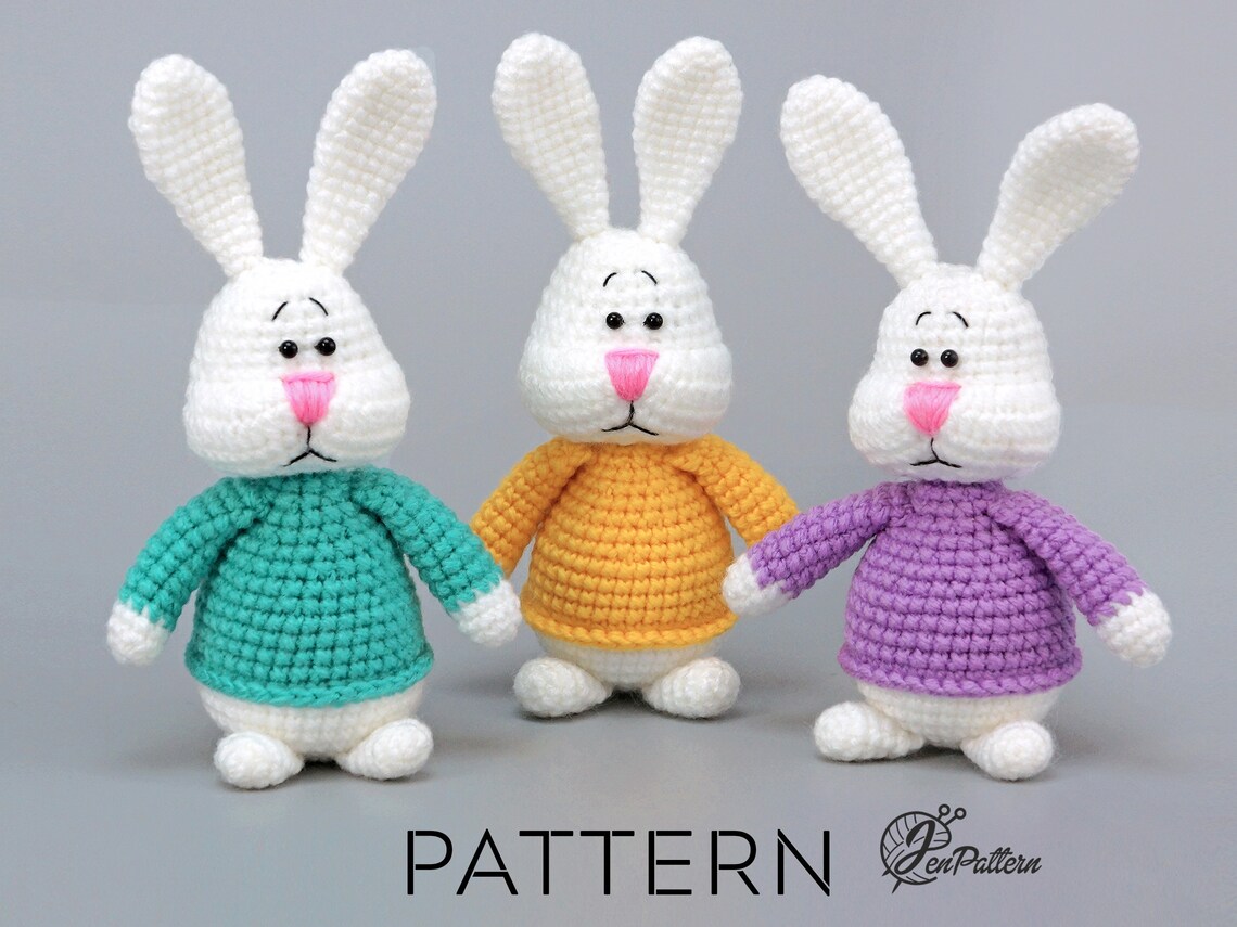 Colorful Easter Bunnies Crochet PATTERN Easter Stuffed - Etsy
