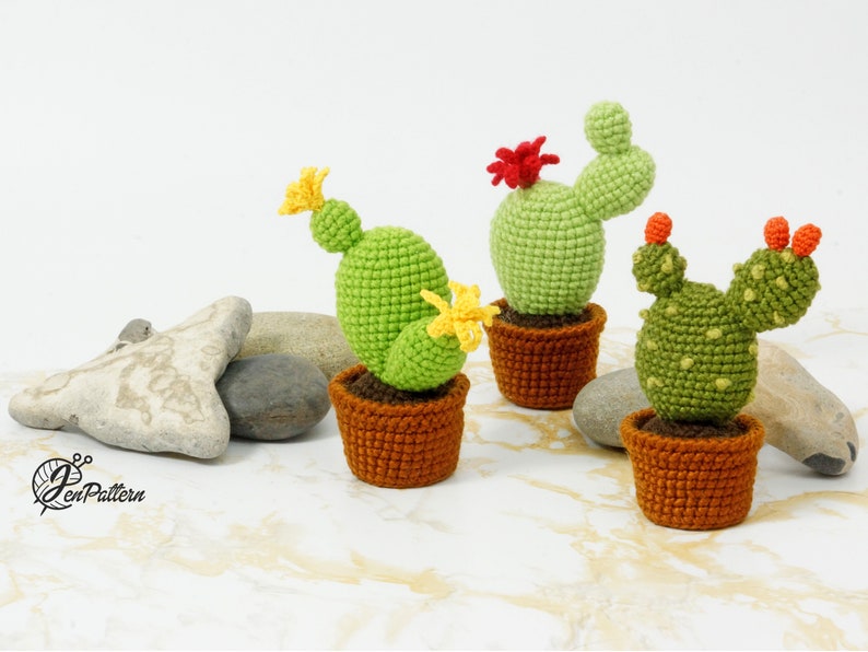 Cactus Collection crochet PATTERN, Amigurumi cactus plant, Crochet prickly pear tutorial. PDF file English image 4