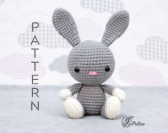 Little bunny rabbit crochet PATTERN, Crochet Easter animal pattern, DIY Easter bunny amigurumi tutorial. PDF file (English)