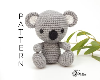 Little koala bear crochet PATTERN, DIY Australian animal amigurumi tutorial. PDF file (English)