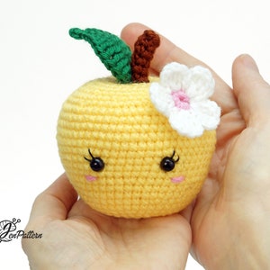 Cute apple crochet PATTERN, Kawaii amigurumi fruit tutorial, DIY teacher gift. PDF file English image 4