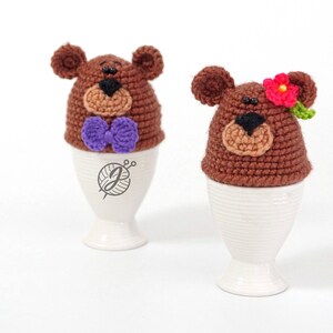 Bear egg warmer crochet PATTERN, Easter decoration, DIY egg cozy, kitchen decor tutorial. PDF file English image 4