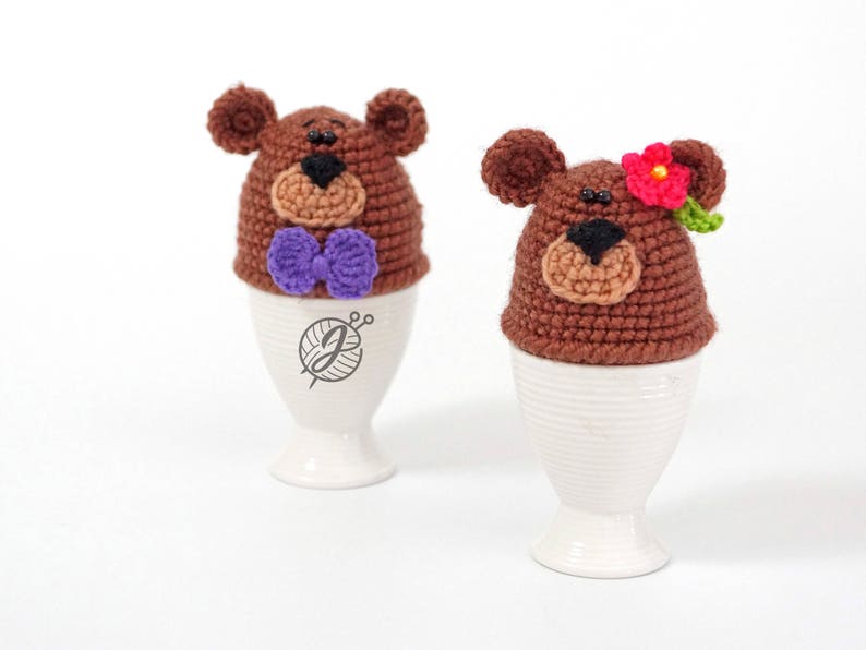 Bear egg warmer crochet PATTERN, Easter decoration, DIY egg cozy, kitchen decor tutorial. PDF file English image 4