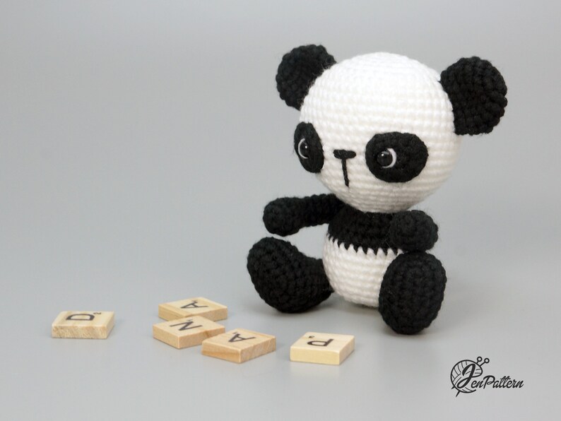 Panda bear crochet PATTERN, Easy amigurumi panda stuffed animal tutorial for beginners. PDF file English image 9