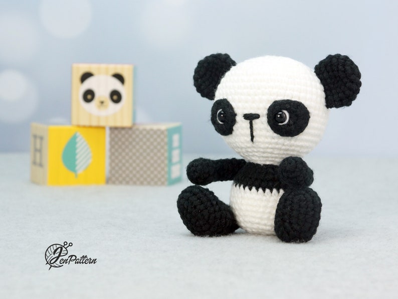 Panda bear crochet PATTERN, Easy amigurumi panda stuffed animal tutorial for beginners. PDF file English image 4