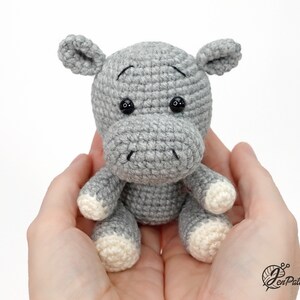 Little Hippo crochet PATTERN, DIY amigurumi hippo safari animal tutorial, Amigurumi for beginners. PDF file English image 4