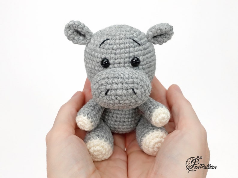 Little Hippo crochet PATTERN, DIY amigurumi hippo safari animal tutorial, Amigurumi for beginners. PDF file English image 4