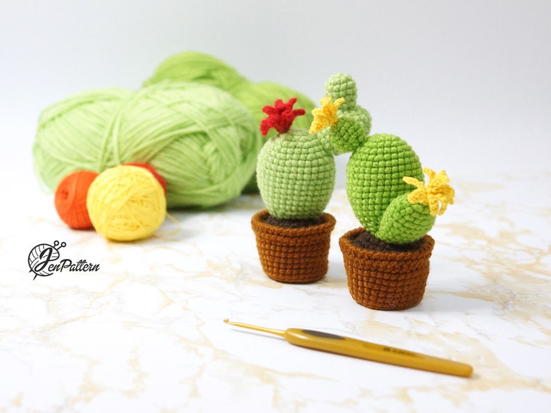 Cactus Collection crochet PATTERN, Amigurumi cactus plant, Crochet prickly pear tutorial. PDF file English image 6