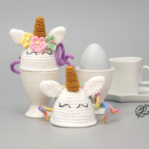 Unicorn egg warmer crochet PATTERN, Easter decoration, DIY kitchen decor tutorial. PDF file English image 9