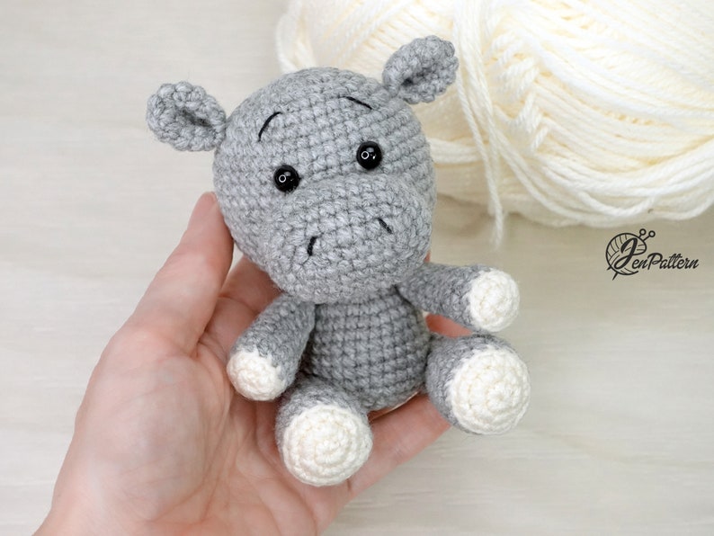Little Hippo crochet PATTERN, DIY amigurumi hippo safari animal tutorial, Amigurumi for beginners. PDF file English image 8