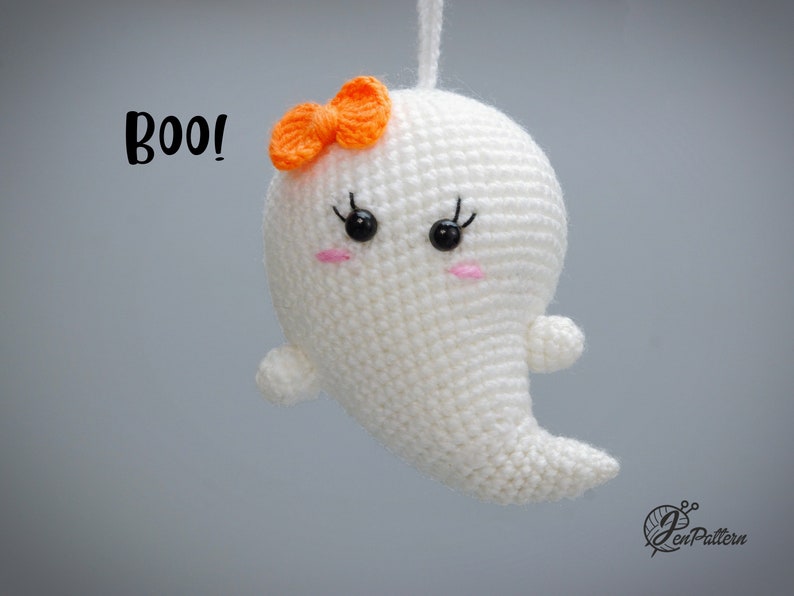 Halloween ghost crochet PATTERN, DIY Kawaii ghost ornaments, Cute Halloween amigurumi crochet tutorial. PDF file English image 4