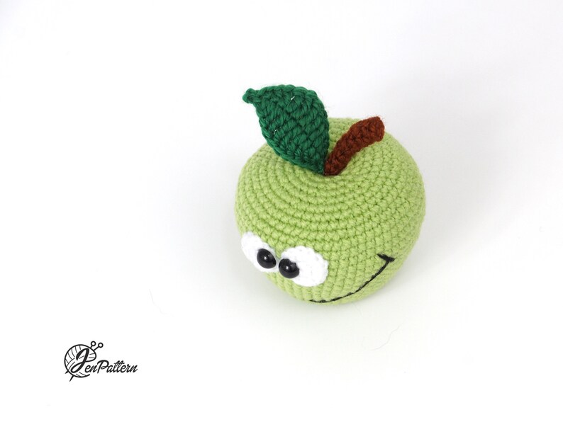 Funny apple crochet PATTERN, Amigurumi fruit tutorial, DIY teacher gift. PDF file (English) image 6