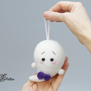 Halloween ghost crochet PATTERN, DIY Kawaii ghost ornaments, Cute Halloween amigurumi crochet tutorial. PDF file English image 7