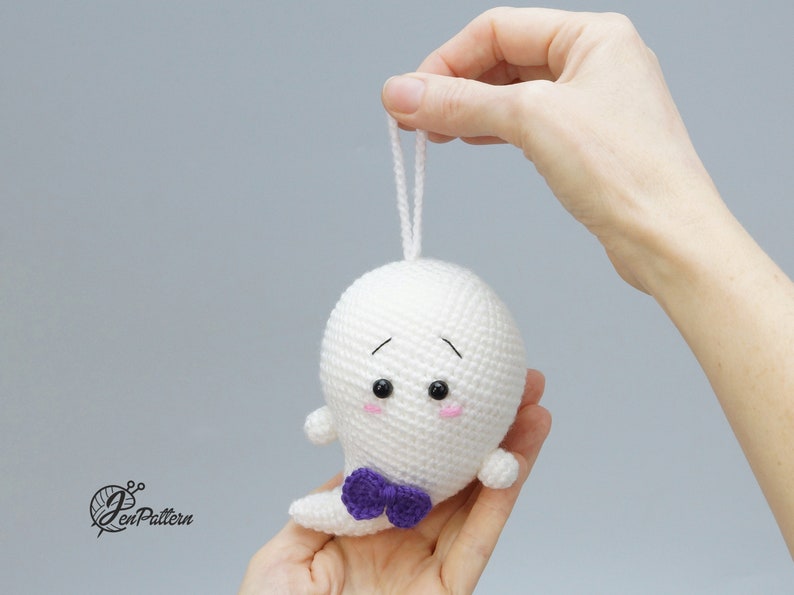 Halloween ghost crochet PATTERN, DIY Kawaii ghost ornaments, Cute Halloween amigurumi crochet tutorial. PDF file English image 7