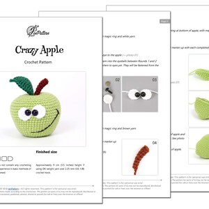 Funny apple crochet PATTERN, Amigurumi fruit tutorial, DIY teacher gift. PDF file (English) image 10