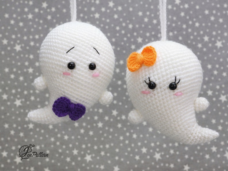 Halloween ghost crochet PATTERN, DIY Kawaii ghost ornaments, Cute Halloween amigurumi crochet tutorial. PDF file English image 10